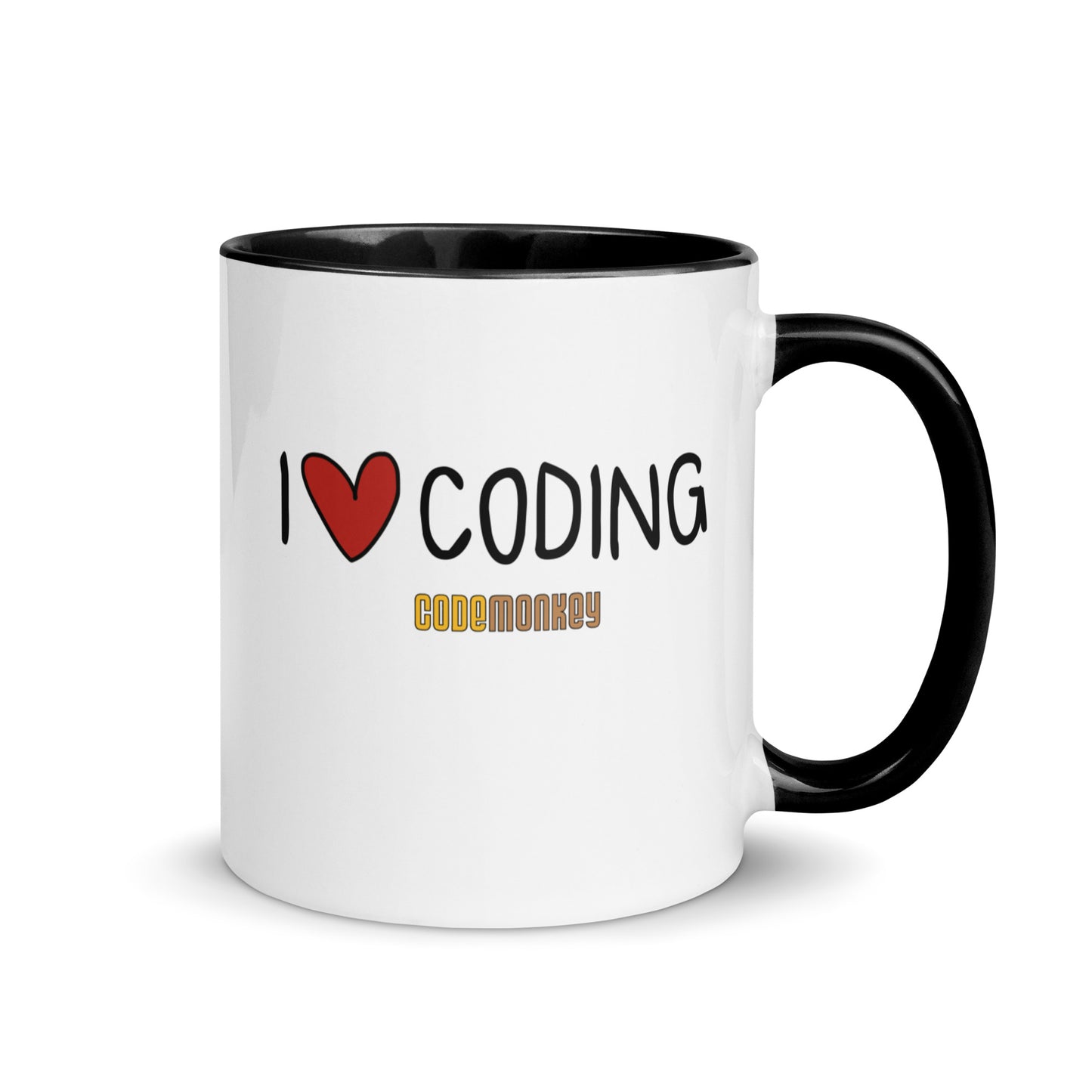 "I Love Coding" Ceramic Mug with Color Inside