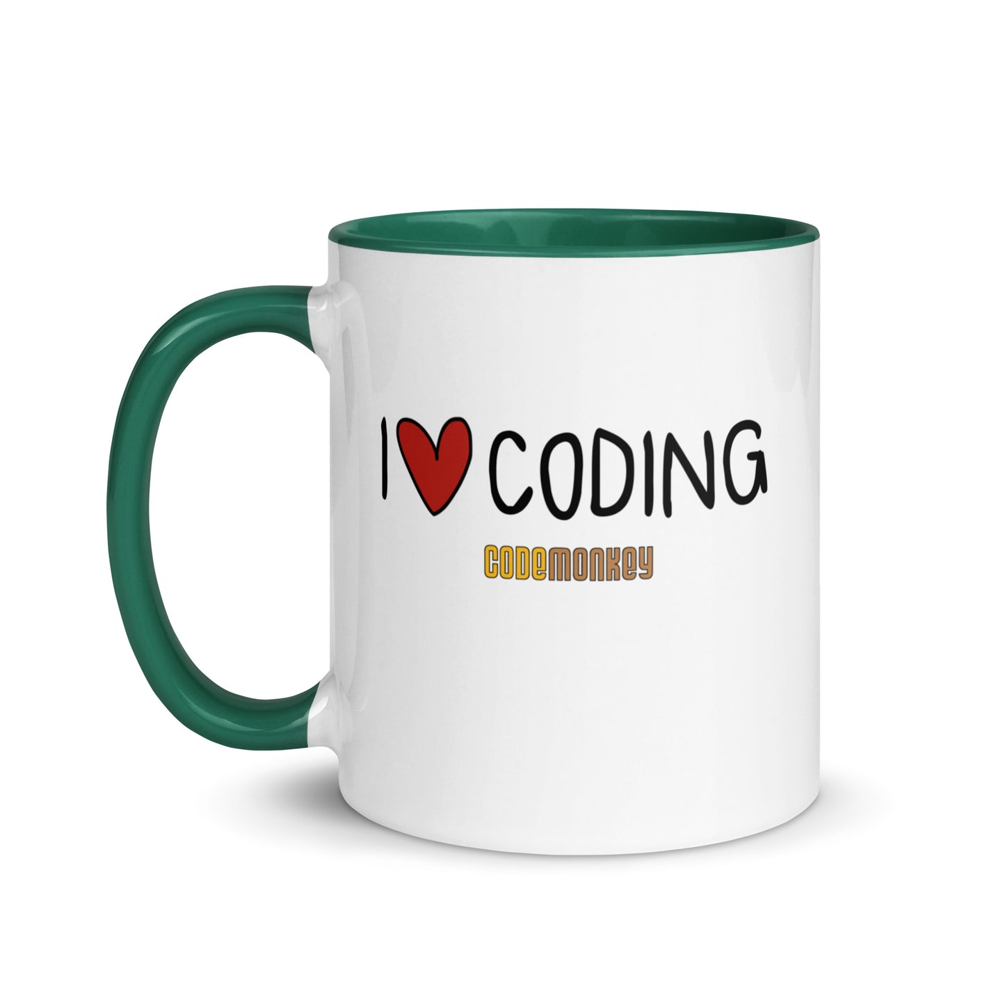 "I Love Coding" Ceramic Mug with Color Inside