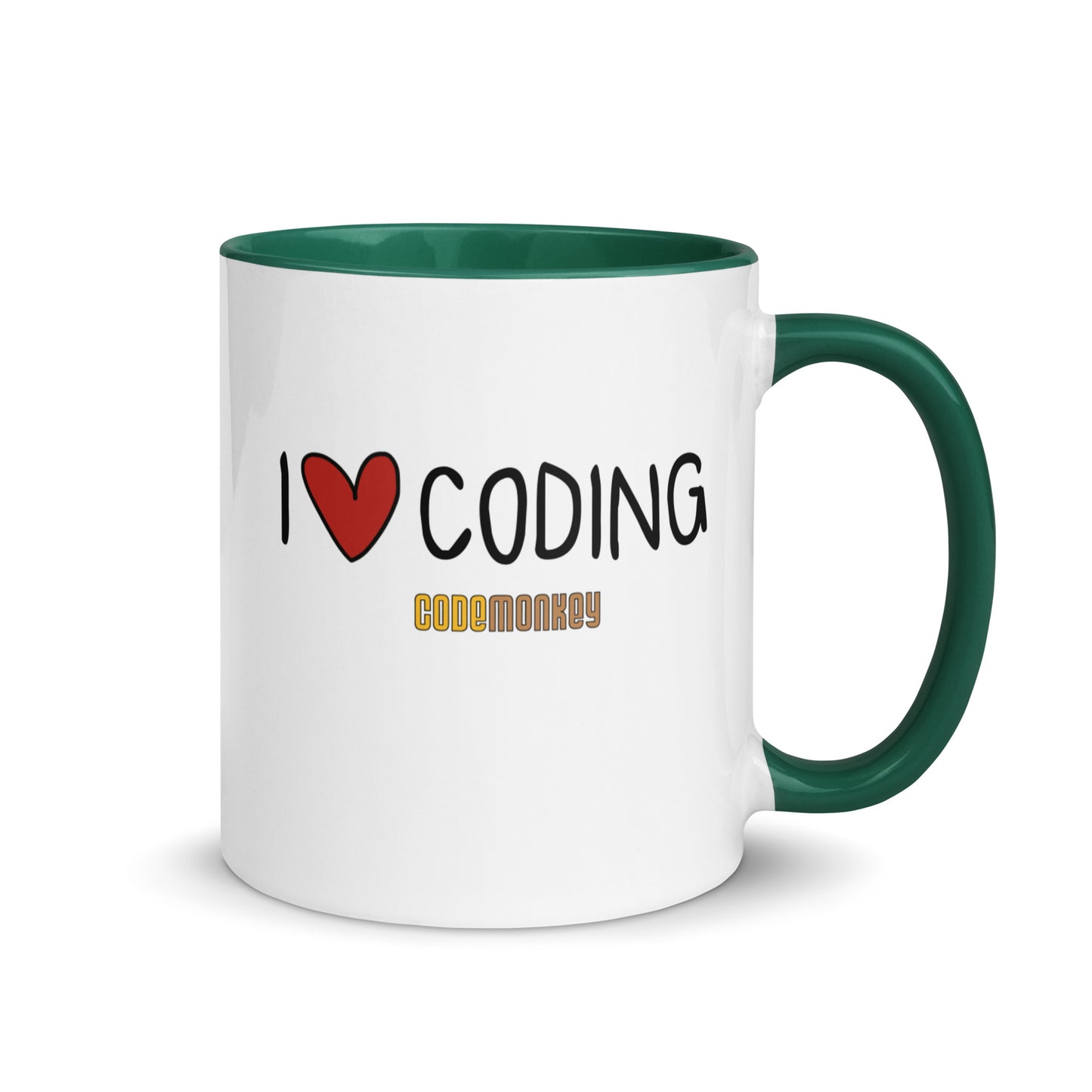 "I Love Coding" Ceramic Mug with Color Inside