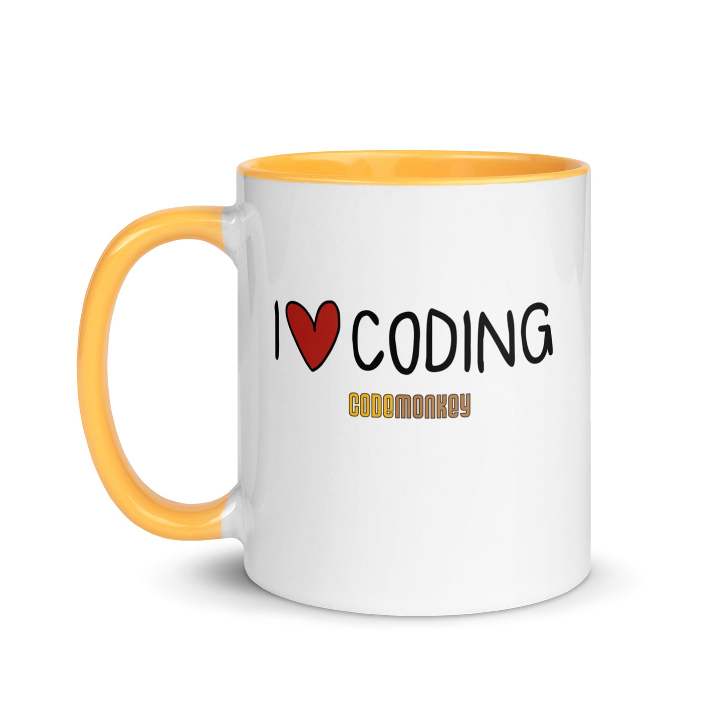 "I Love Coding" Ceramic Mug with Color Inside