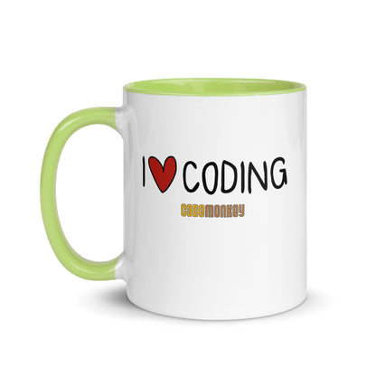 "I Love Coding" Ceramic Mug with Color Inside