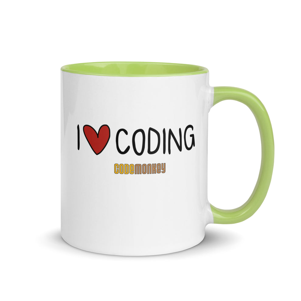"I Love Coding" Ceramic Mug with Color Inside – CodeMonkey Merch