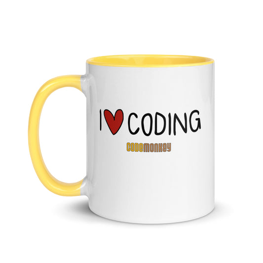 "I Love Coding" Ceramic Mug with Color Inside