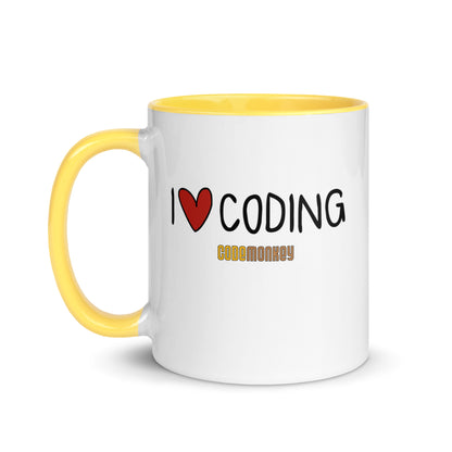 "I Love Coding" Ceramic Mug with Color Inside