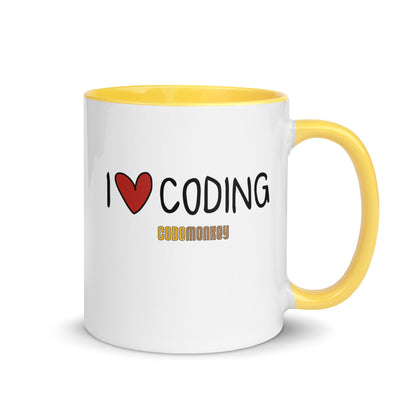 "I Love Coding" Ceramic Mug with Color Inside