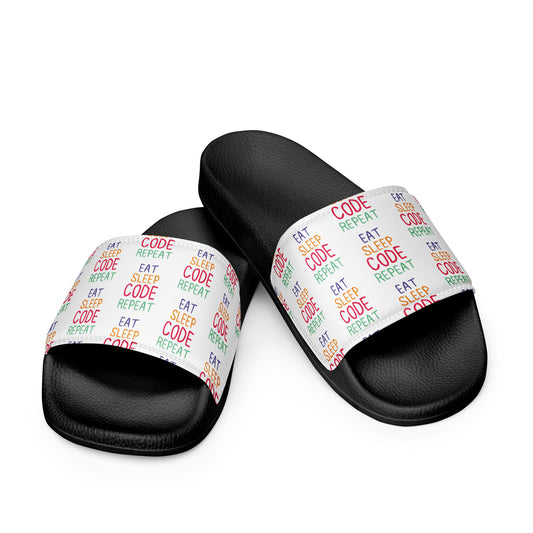 "Eat, Sleep, Code, Repeat" Women's Slides