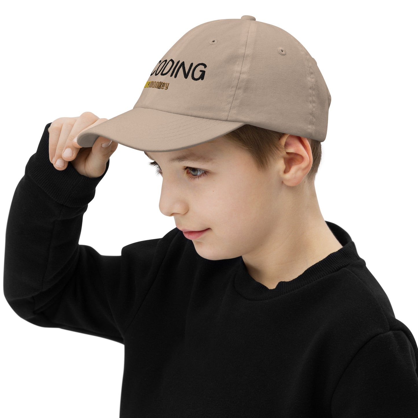 "I Love Coding" Youth Baseball Cap | Valucap VC300Y | Blue Heart